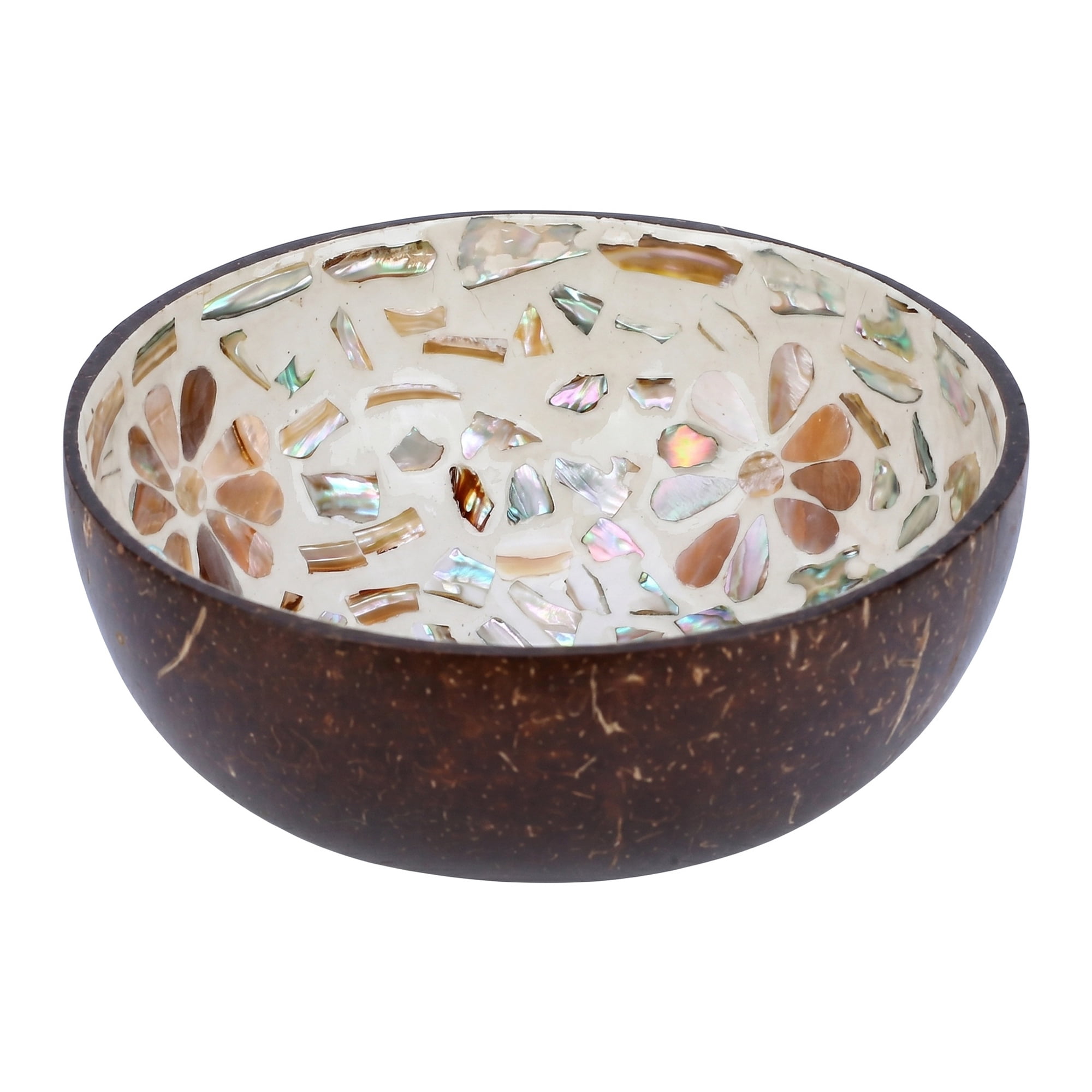Unique Bargains Handmade Coconut Shell Bowl Catchall Tray Brown 5.9"L x 5.9"W x 2.8"H