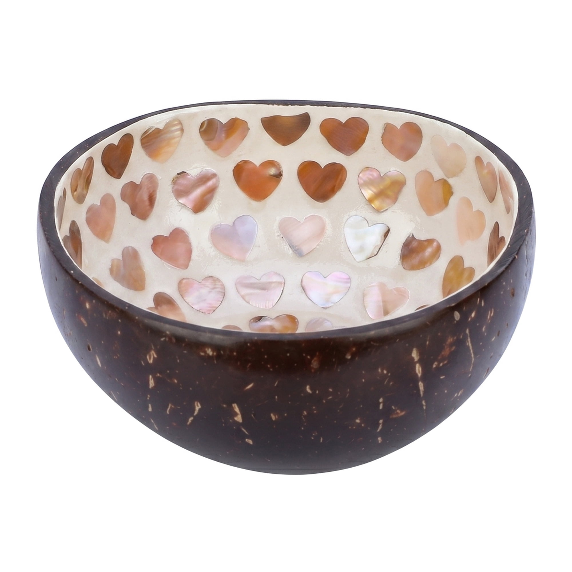 Unique Bargains Handmade Coconut Shell Bowl Catchall Tray Heart 5.9"L x 5.9"W x 2.8"H