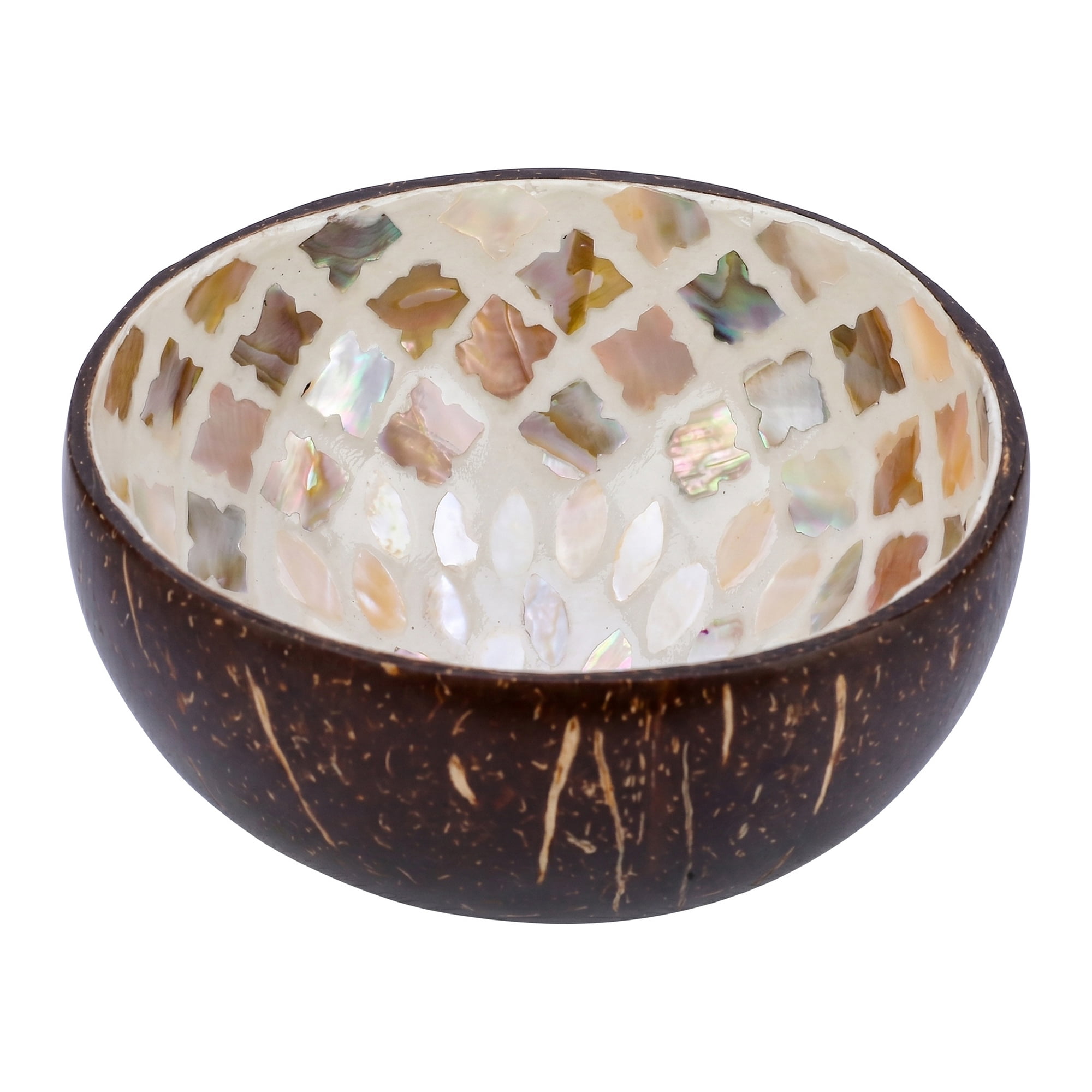 Unique Bargains Handmade Coconut Shell Bowl Catchall Tray Leaf 5.9"L x 5.9"W x 2.8"H