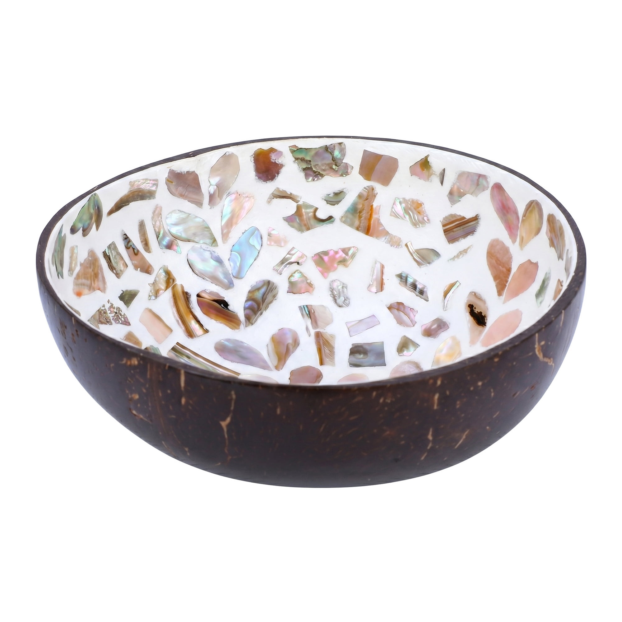 Unique Bargains Handmade Coconut Shell Bowl Catchall Tray White 5.9"L x 5.9"W x 2.8"H