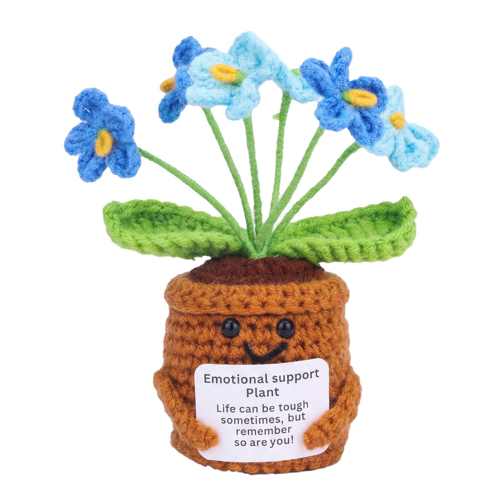Unique Bargains Handmade Crochet Forget-Me-Not Knitted Plant Blue 4.3inch