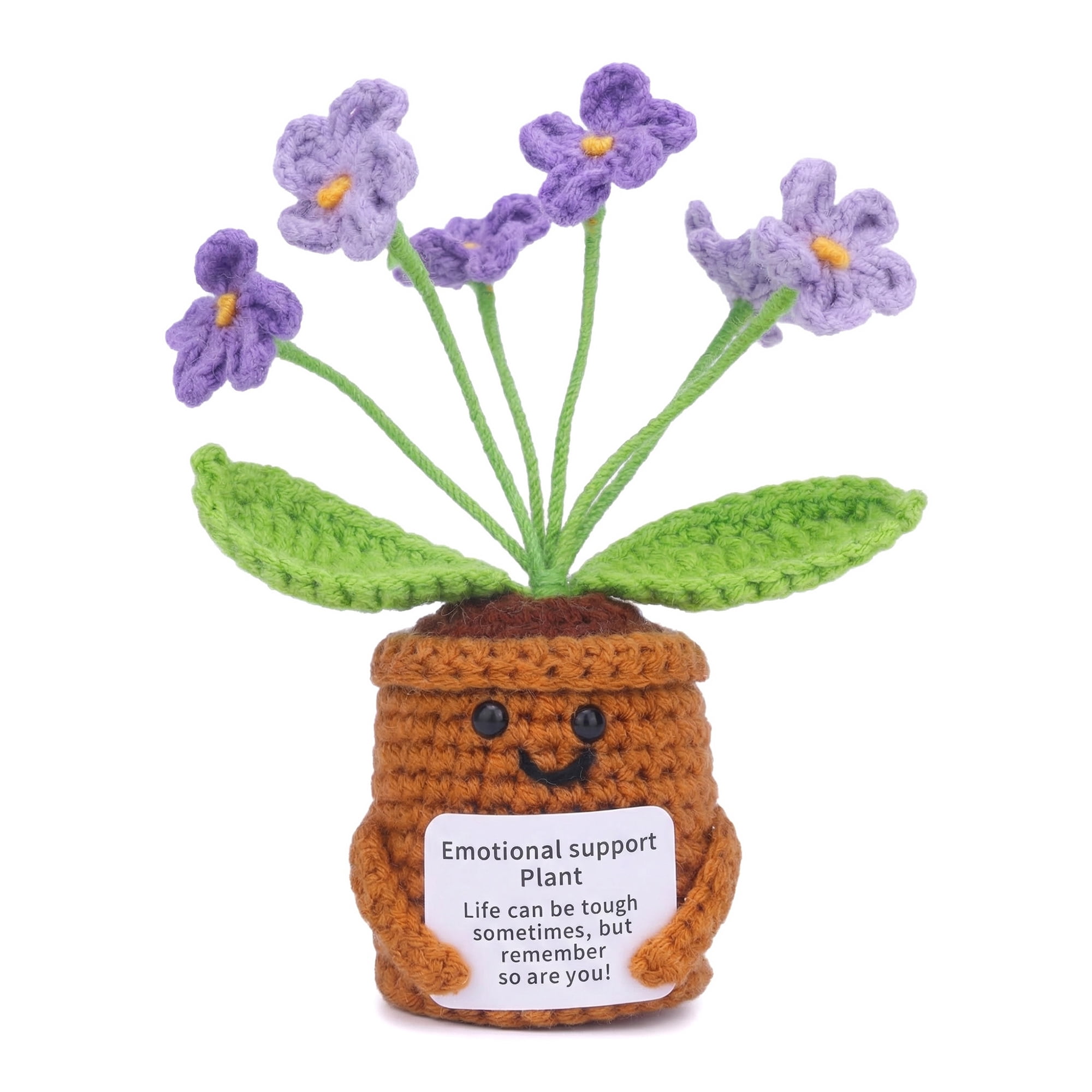 Unique Bargains Handmade Crochet Forget-Me-Not Knitted Plant Purple 4.3inch