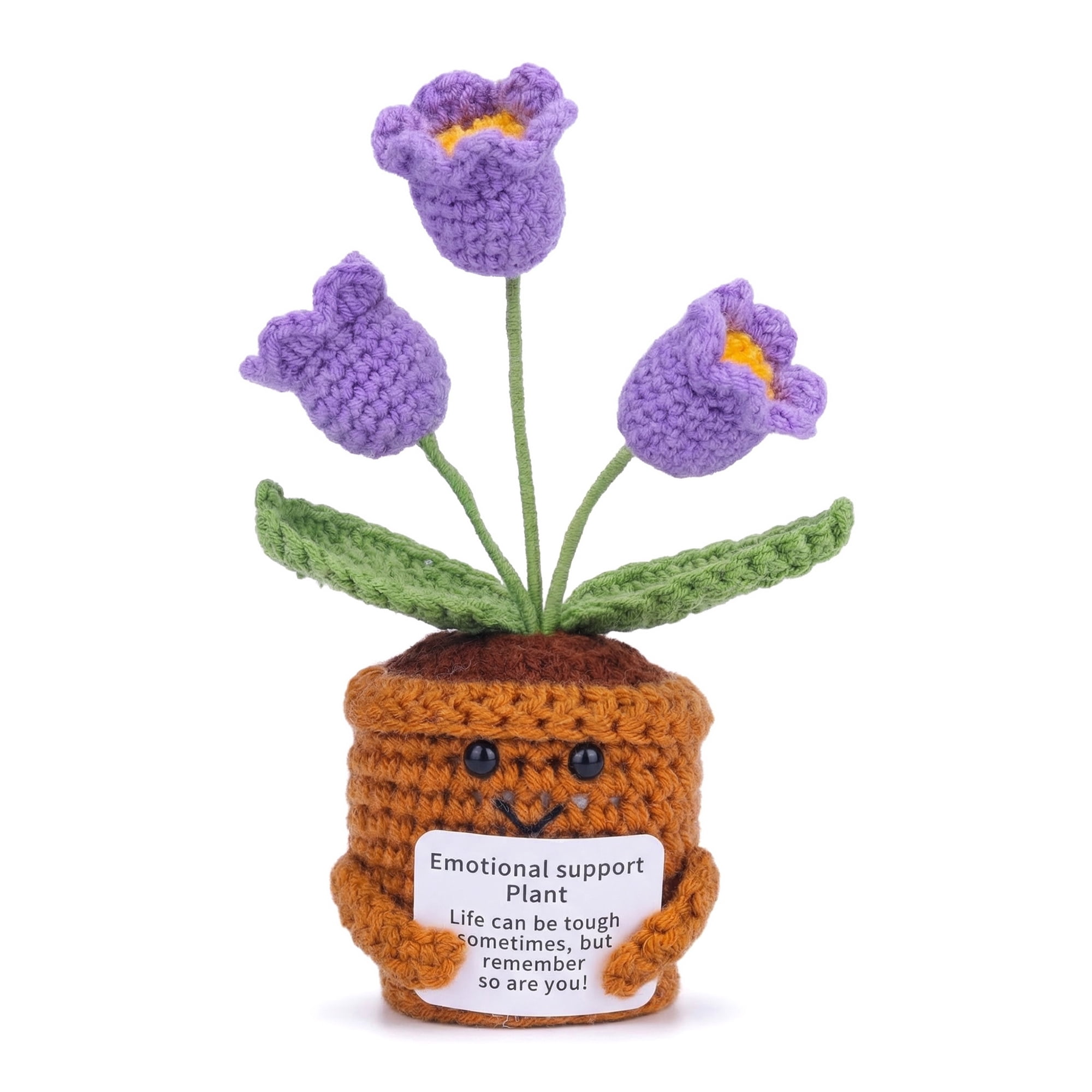 Unique Bargains Handmade Crochet Lily Knitted Potted Plant Purple 4.3inch