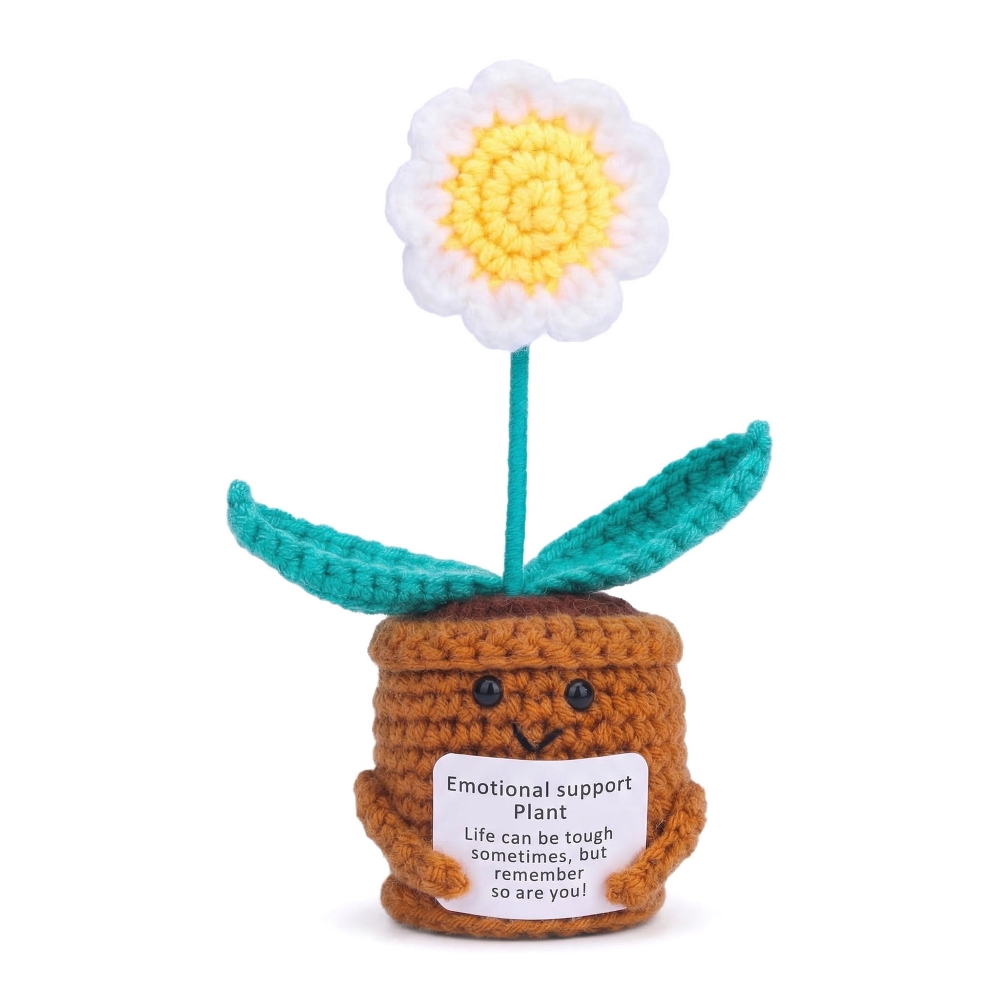 Unique Bargains Handmade Crochet Potted Knitted Plant Daisy-Shaped 4.3inch