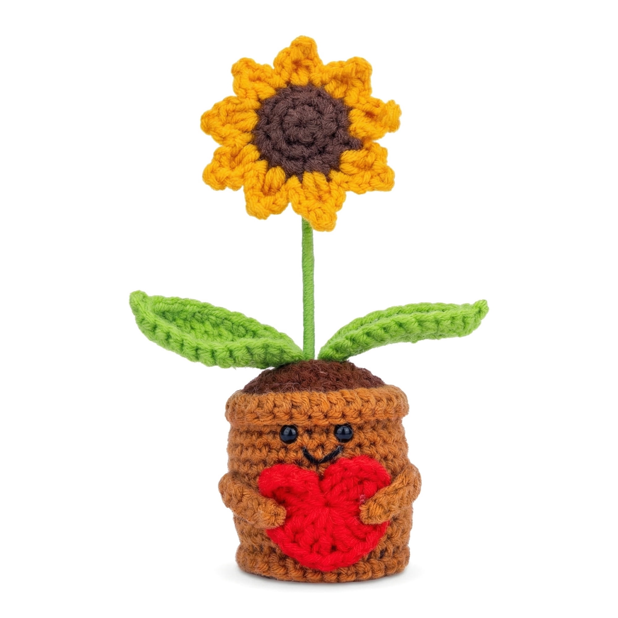 Unique Bargains Handmade Crochet Sunflower Potted Plant Sunflowers