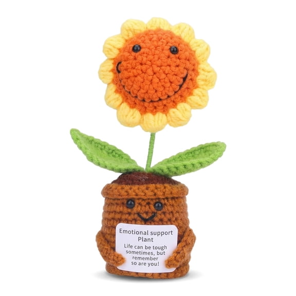 Unique Bargains Handmade Crochet Sunflower Potted Plant Sunflower 4.3inch