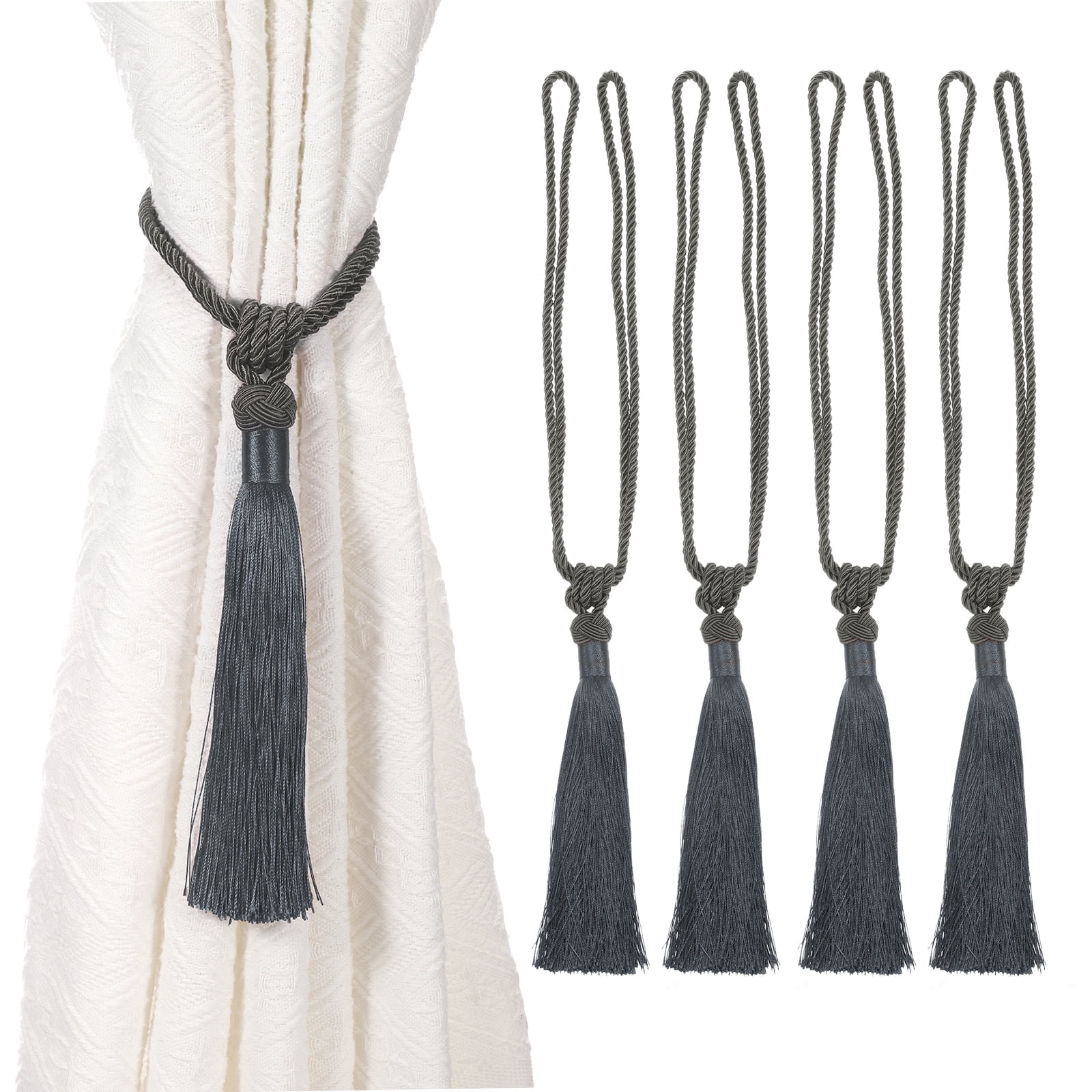 Unique Bargains Handmade Elegant Curtain Tiebacks Tassel Home Decor Dark Gray 4 Pcs