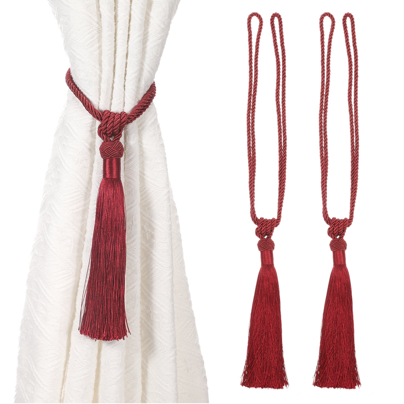 Unique Bargains Handmade Elegant Curtain Tiebacks Tassel Home Decor Dark Red 2 Pcs