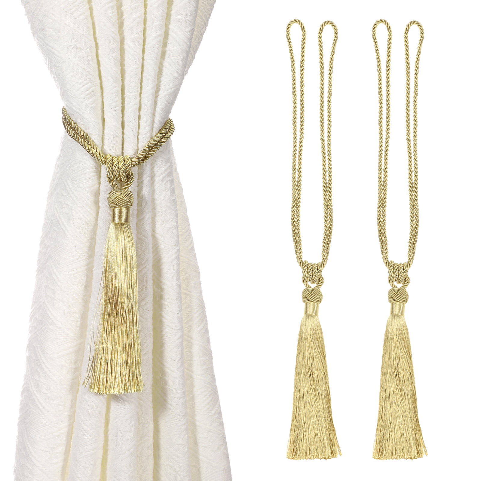 Unique Bargains Handmade Elegant Curtain Tiebacks Tassel Home Decor Gold Tone 2 Pcs