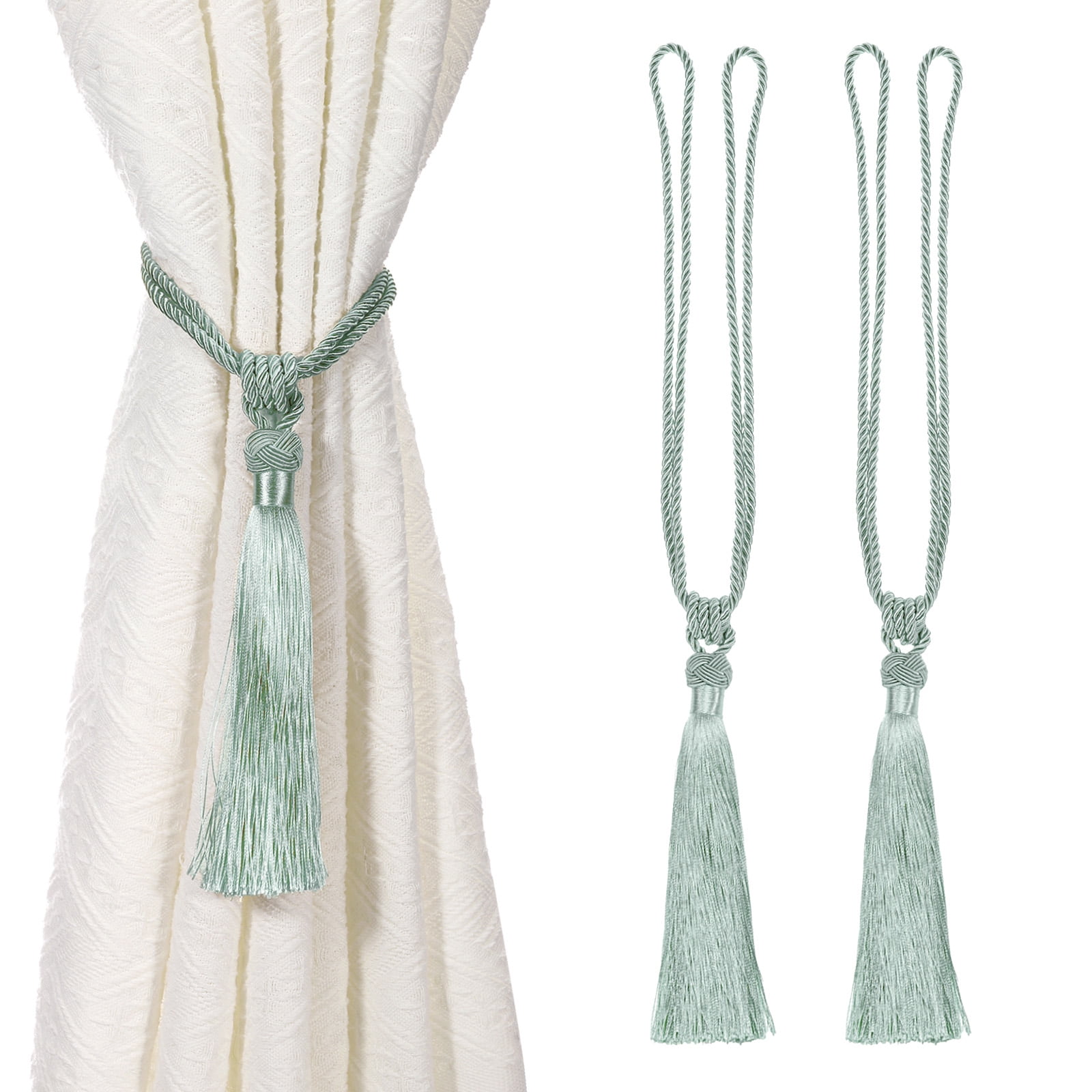 Unique Bargains Handmade Elegant Curtain Tiebacks Tassel Home Decor Gray Blue 2 Pcs