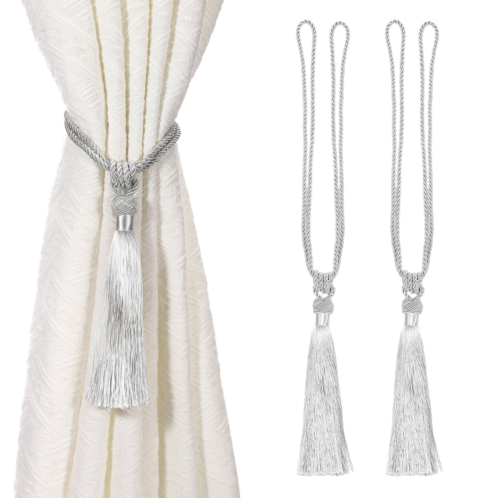 Unique Bargains Handmade Elegant Curtain Tiebacks Tassel Home Decor White 2 Pcs