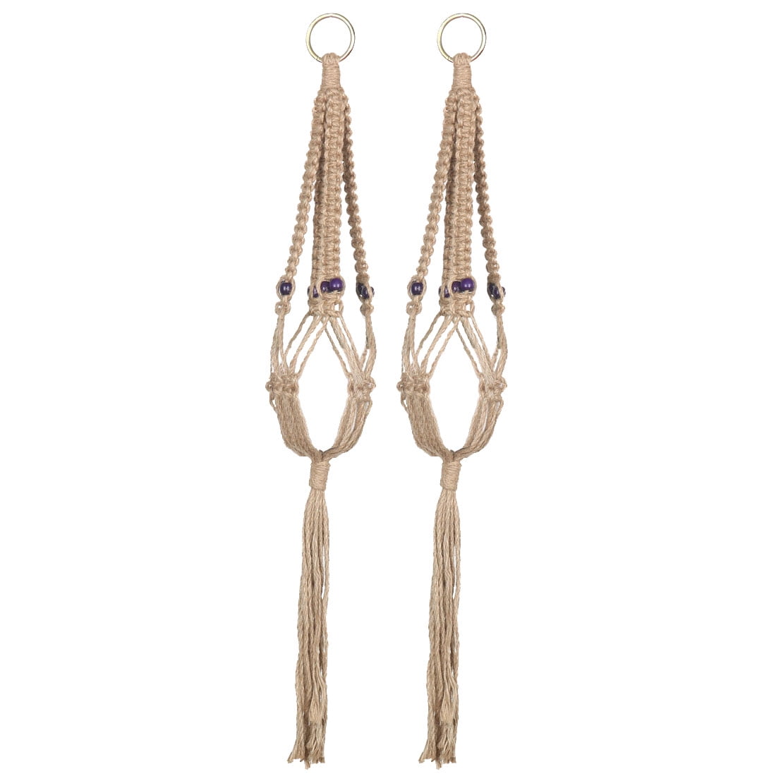 Unique Bargains Handmade Pot Holder Plant Hanger Hanging Rope Basket 2pcs