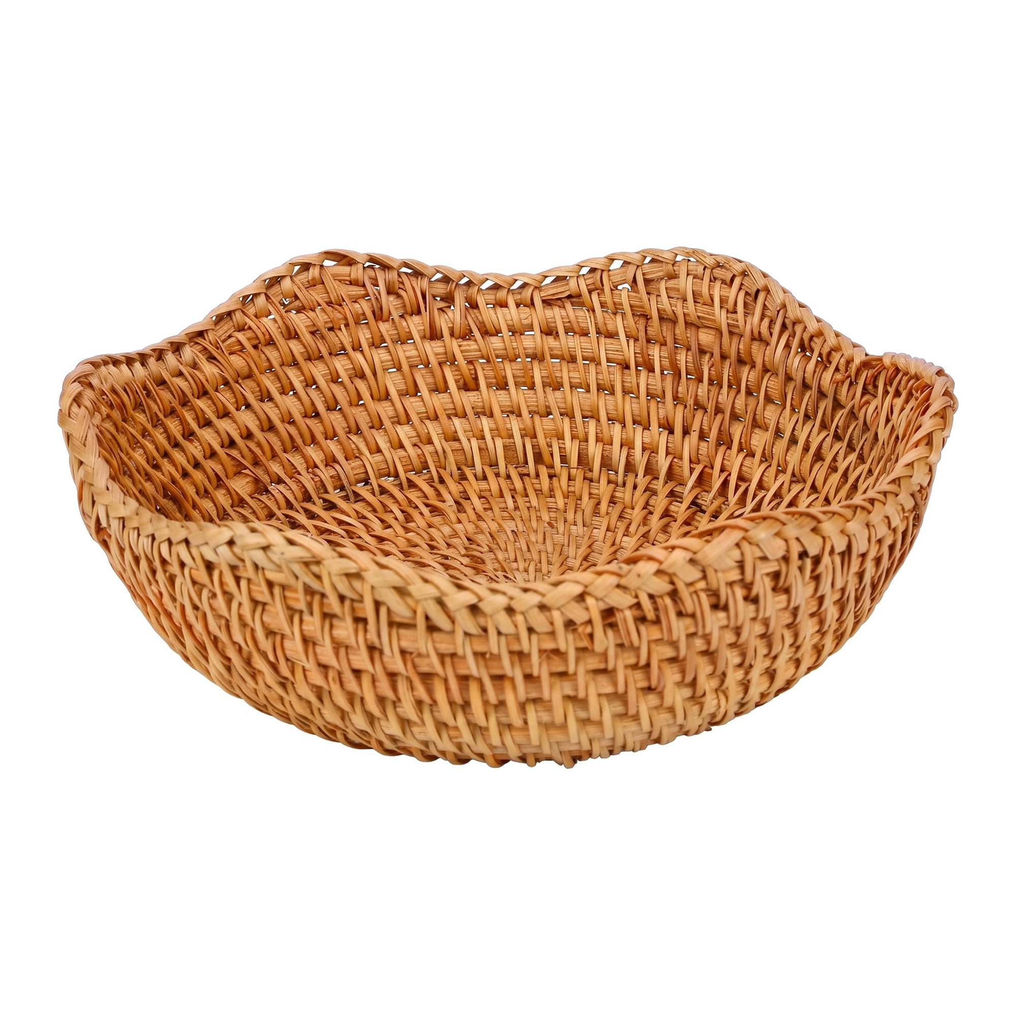 Unique Bargains Handmade Woven Bamboo Fruit Basket Rattan Bowl Brown 7.9*7.9*2.8inch