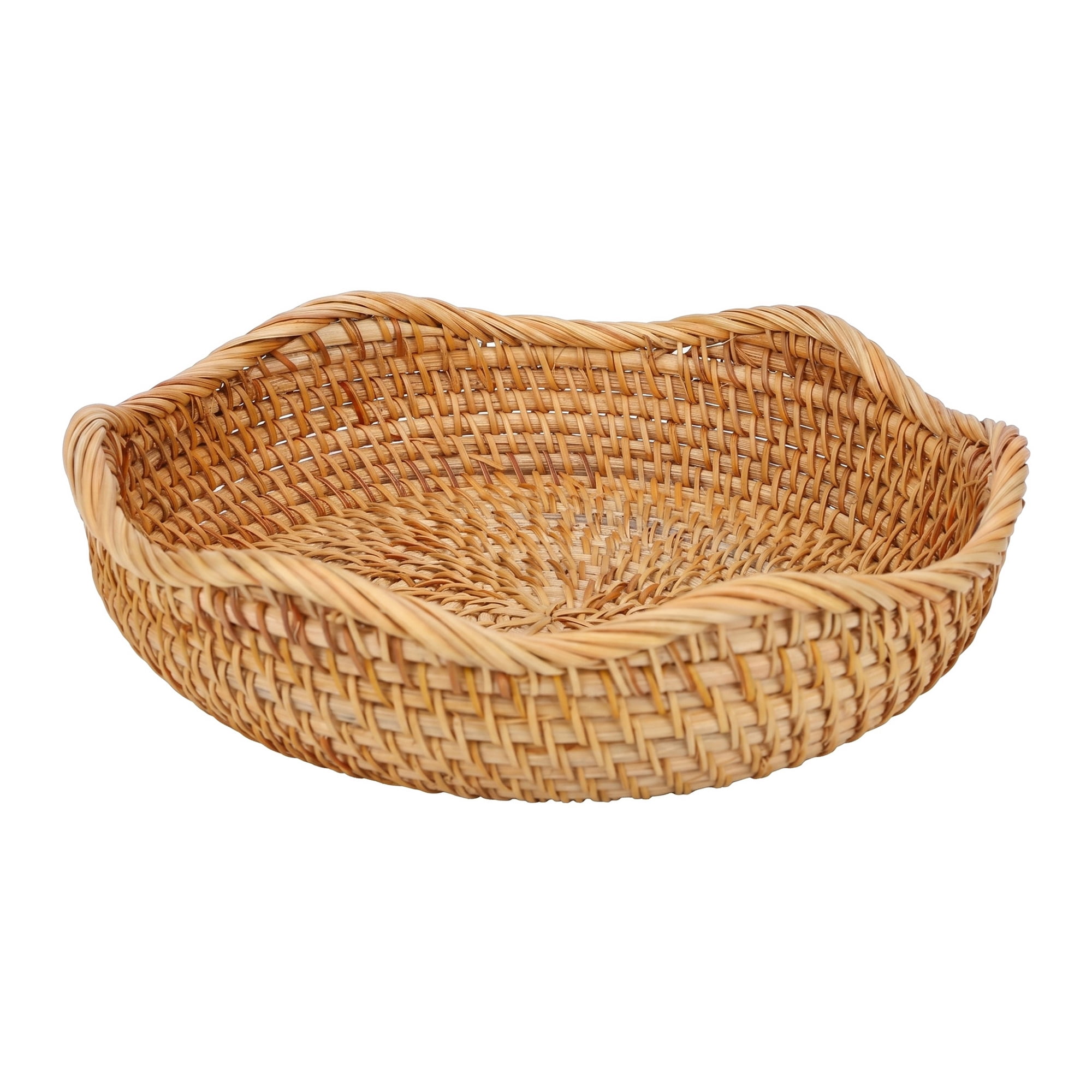 Unique Bargains Handmade Woven Bamboo Fruit Basket Rattan Bowl Brown 8.7*8.7*2.6inch