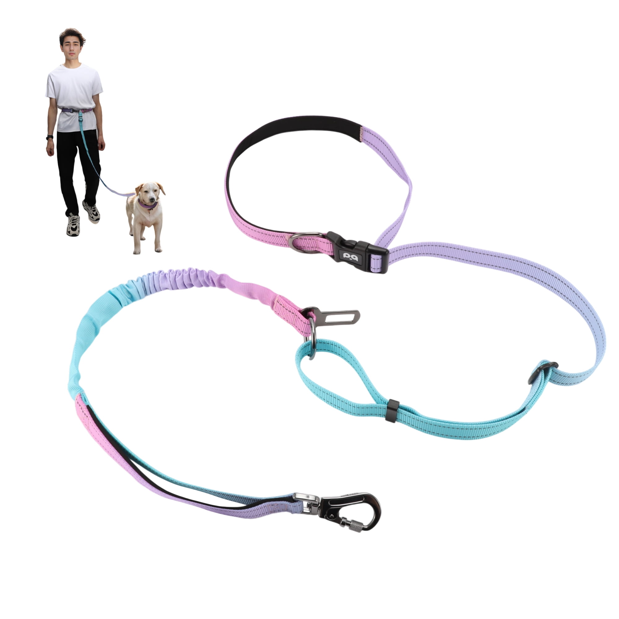 Unique Bargains Hands Free Dog Leash No Pull Bungee for Large Dog 440lb Cyan Blue