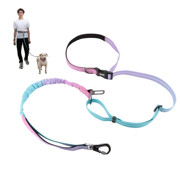 Unique Bargains Hands Free Dog Leash No Pull Bungee for Large Dog 440lb Cyan Blue