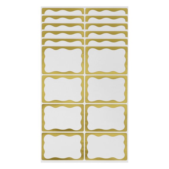 Unique Bargains Handwritable Gift Stickers 3"x2" 6PCS Foil Gold Tone