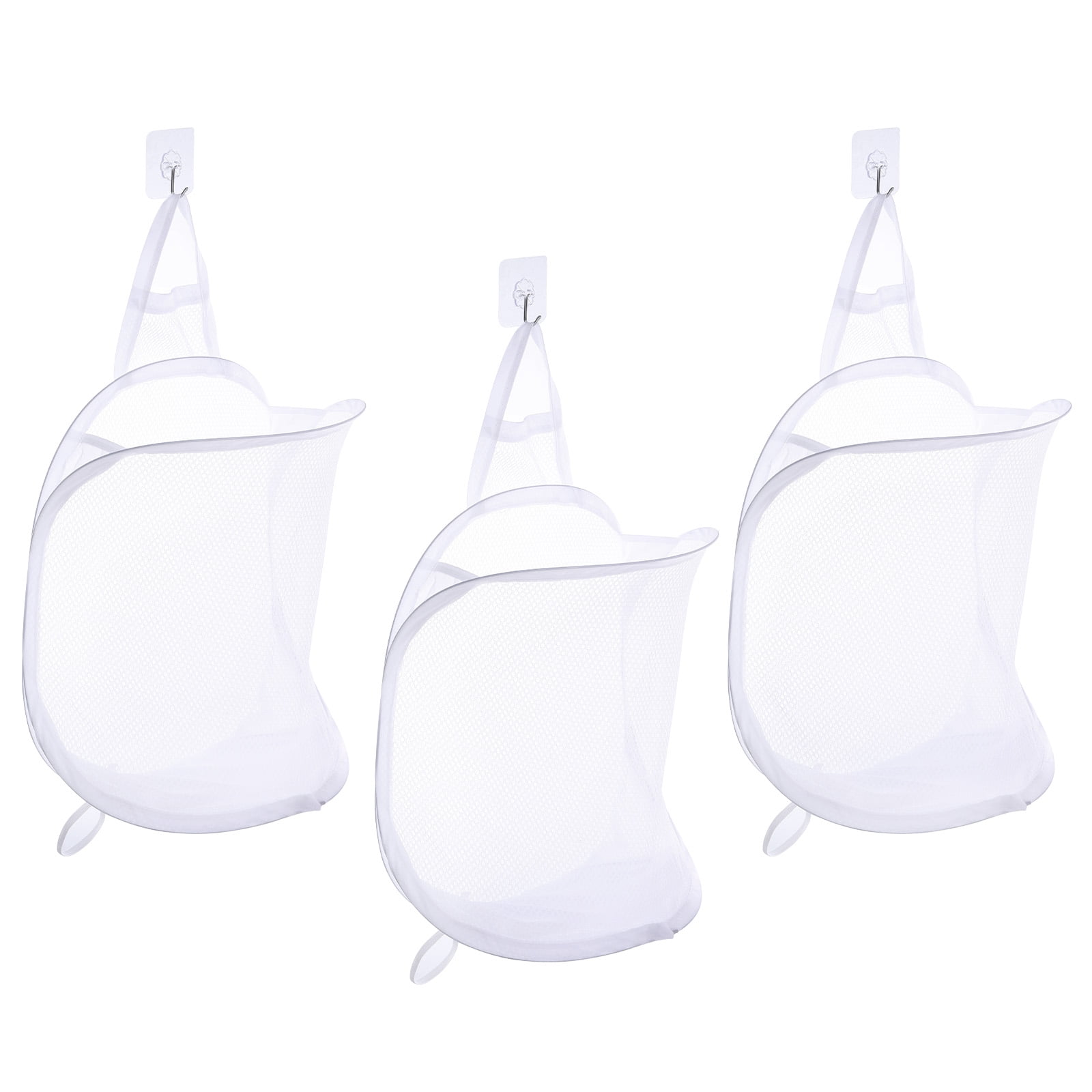 Unique Bargains Hanging Mesh Laundry Bag for Delicates Washing Storage White