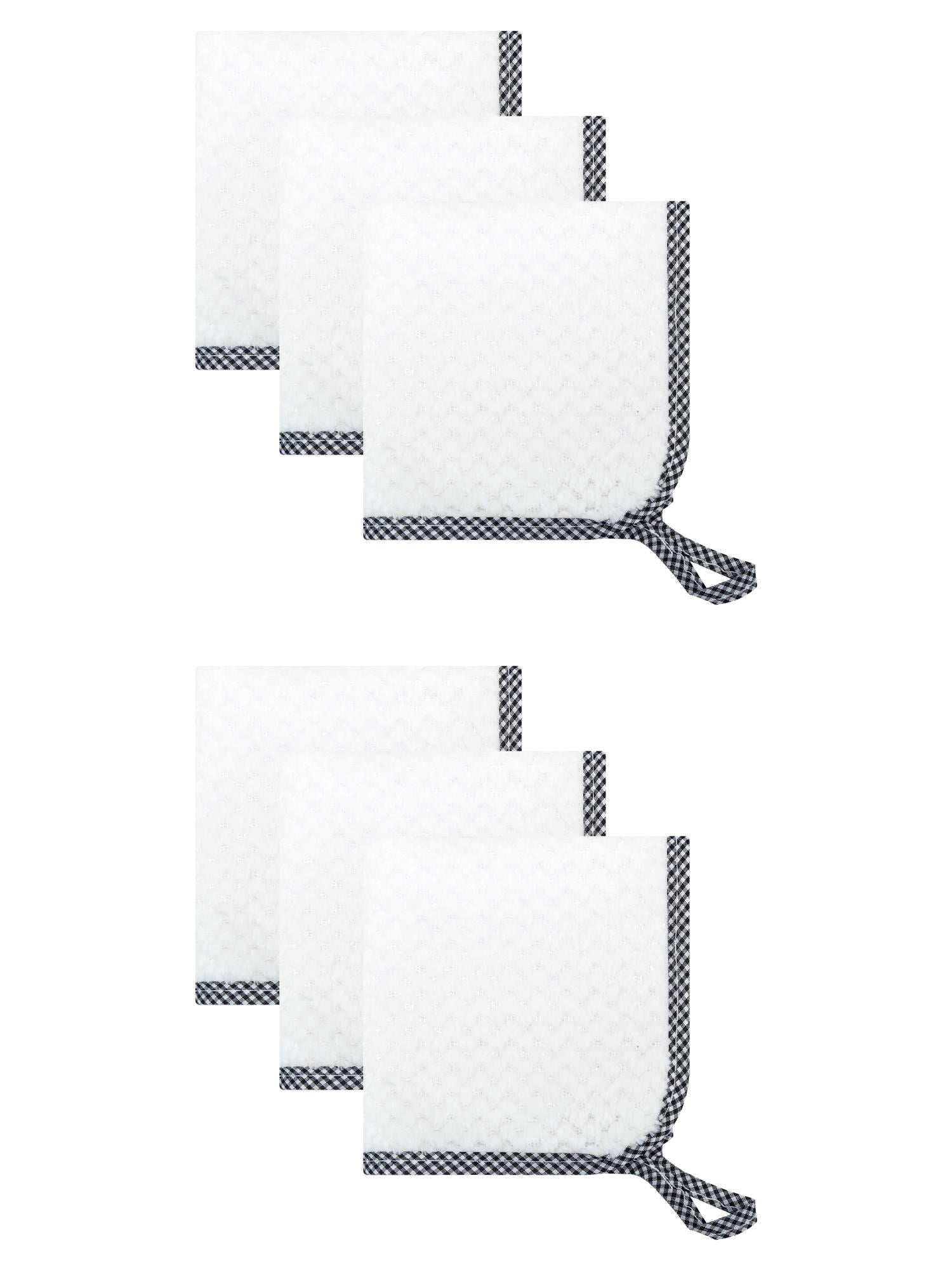 Unique Bargains Hanging Microfiber Reusable Dish Cloths 6 Pack Beige 10" x 10"