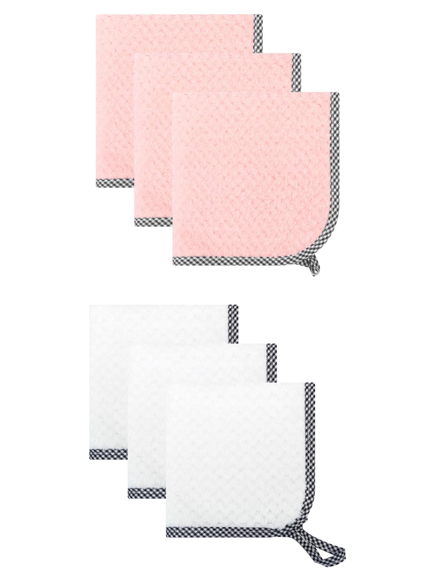 Unique Bargains Hanging Microfiber Reusable Dish Cloths 6 Pack Beige/Light Pink 10" x 10"