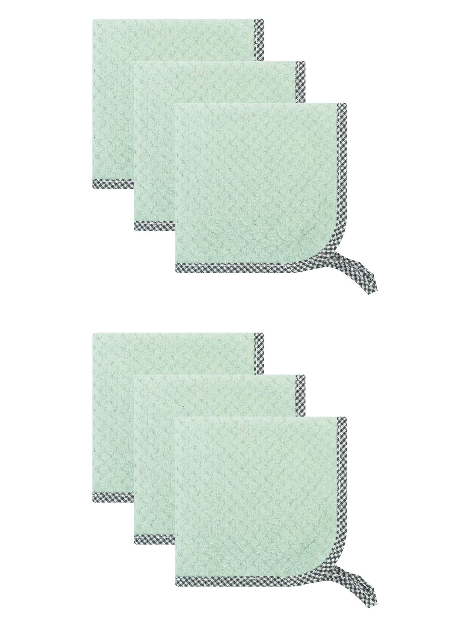 Unique Bargains Hanging Microfiber Reusable Dish Cloths 6 Pack Green 10" x 10"