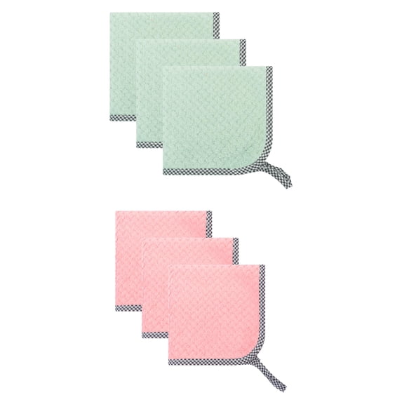 Unique Bargains Hanging Microfiber Reusable Dish Cloths 6 Pack Pink/Green 10" x 10"