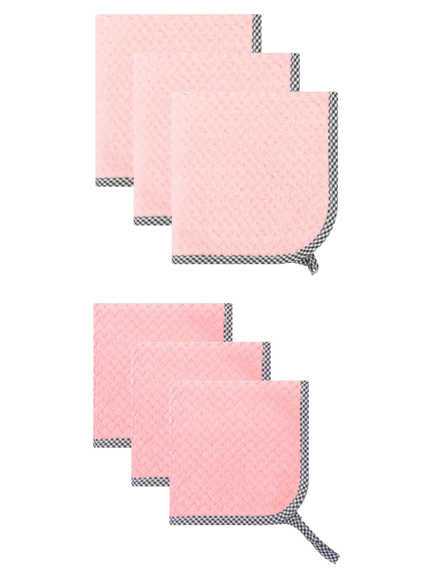 Unique Bargains Hanging Microfiber Reusable Dish Cloths 6 Pack Pink/Light Pink 10" x 10"