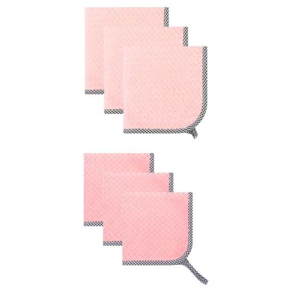 Unique Bargains Hanging Microfiber Reusable Dish Cloths 6 Pack Pink/Light Pink 10" x 10"