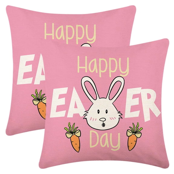 Unique Bargains Happy Easter Rabbit Throw Pillow Covers Set of 2 Flower Pattern 5