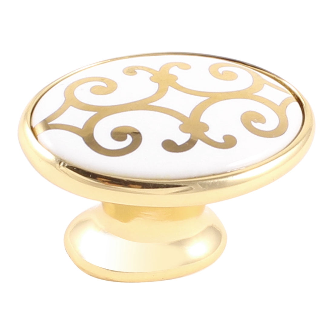 Unique Bargains Hardware Part Gold Tone Metal Printed Oval Shape White