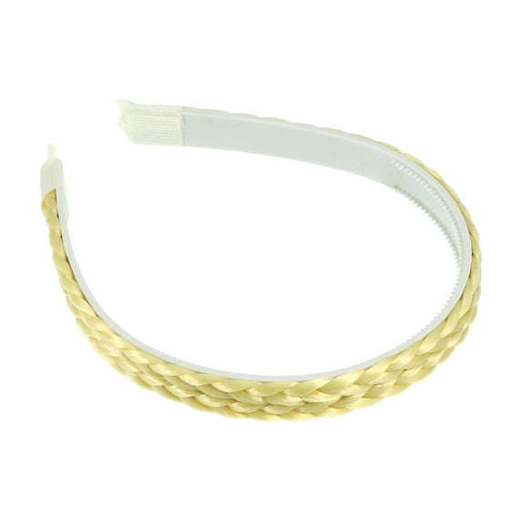 Unique Bargains Headband Double Strands Synthetic Hair Plaited 0.67" Wide Headband Braid Braided with Teeth Beige White