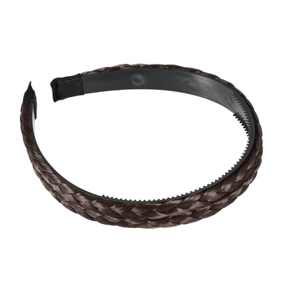 Unique Bargains Headband Double Strands Synthetic Hair Plaited 0.67" Wide Headband Braid Braided with Teeth Deep Brown