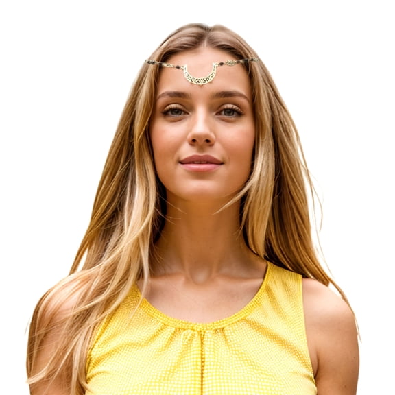 Unique Bargains Headpiece Bohemia Moon Head Chain Bronze Tone 1 Pc