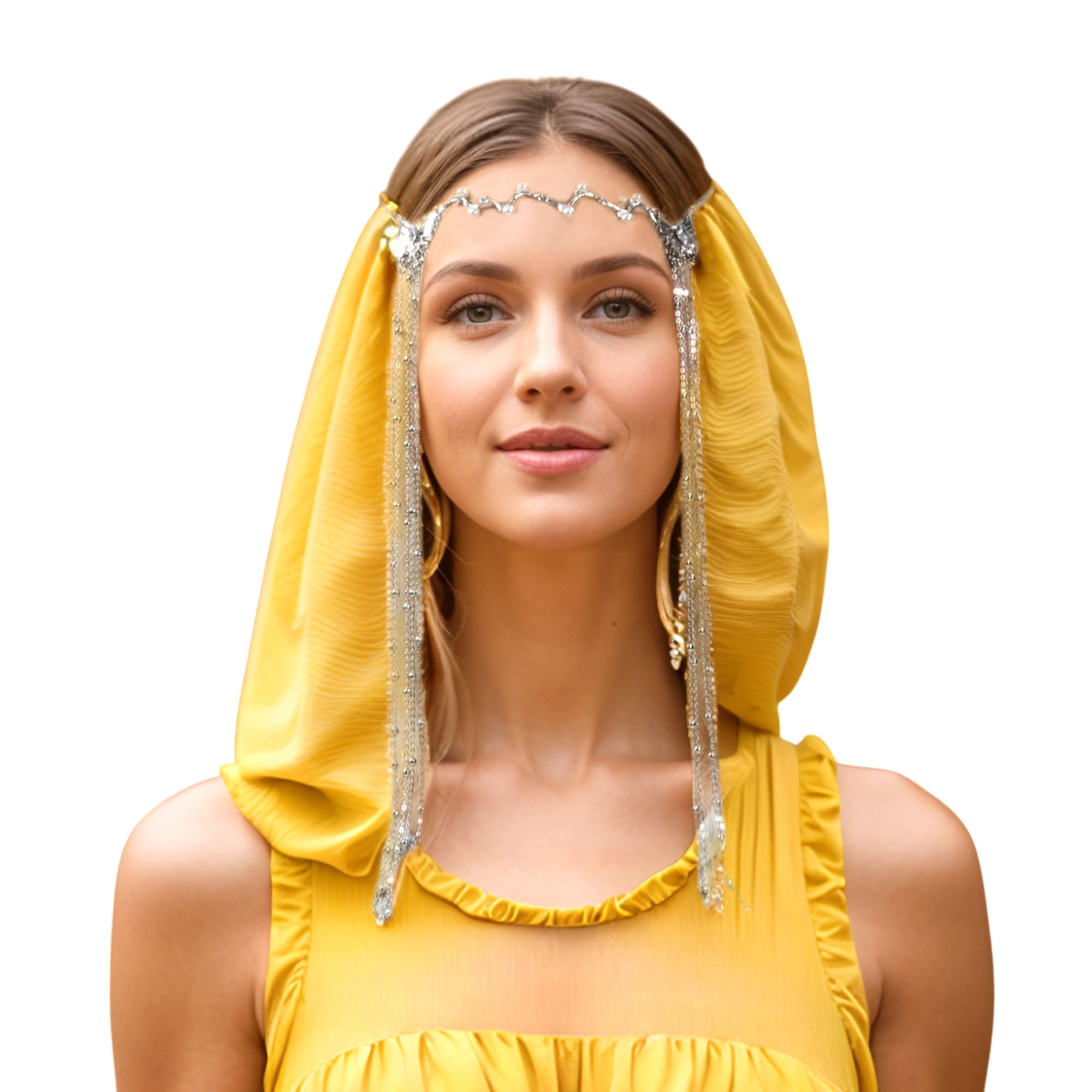 Unique Bargains Headpiece Vintage Long Tassels Head Chain Silver Tone 1 Pc