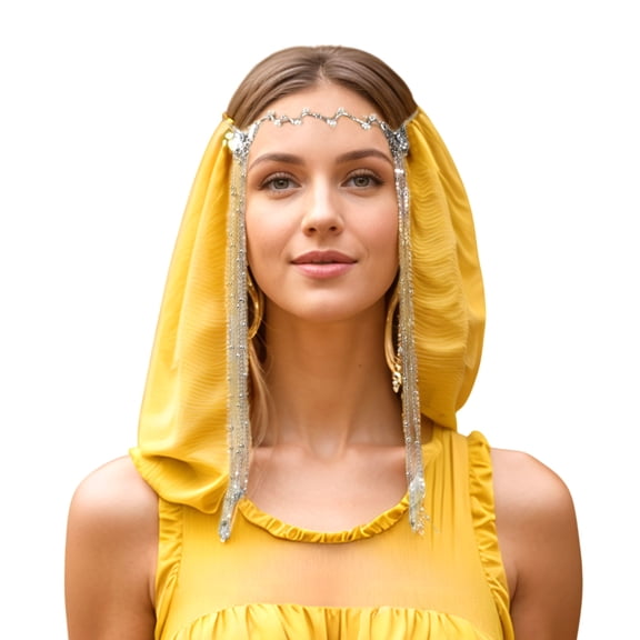 Unique Bargains Headpiece Vintage Long Tassels Head Chain Silver Tone 1 Pc