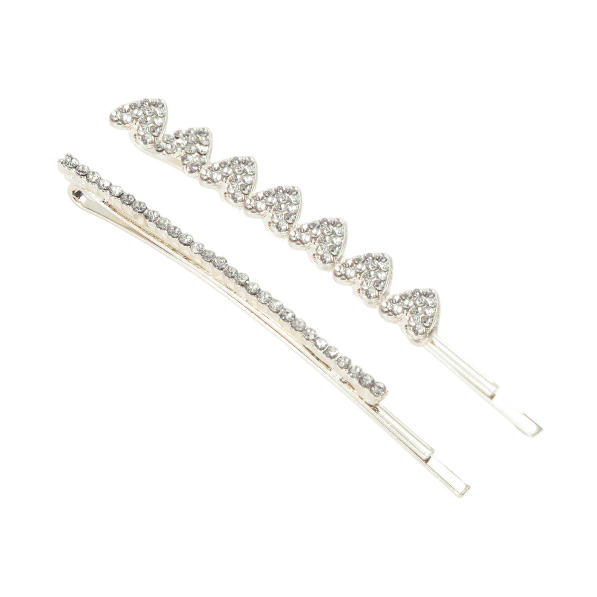 Unique Bargains Heart Bobby Pin Hair Clip Women 1 Pair Silver Tone