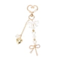 thumbnail image 1 of Unique Bargains Heart Bow Handbag Charm Keychain 1 Pc for Bags Gold Tone, Beige, 1 of 6