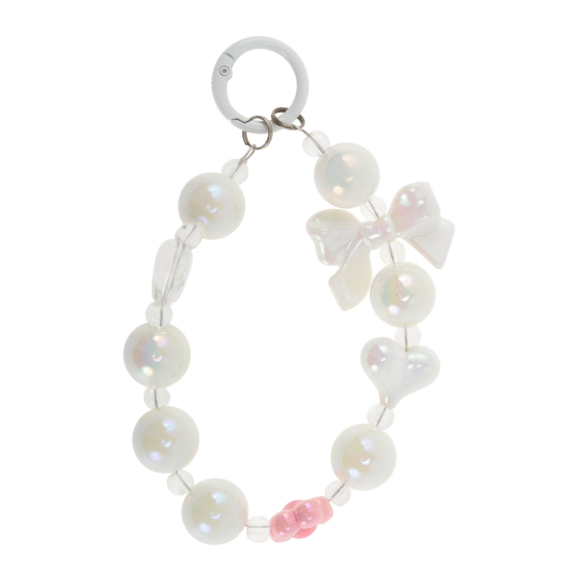 Unique Bargains Heart-Shaped Bow Phone Charm 1 Piece White