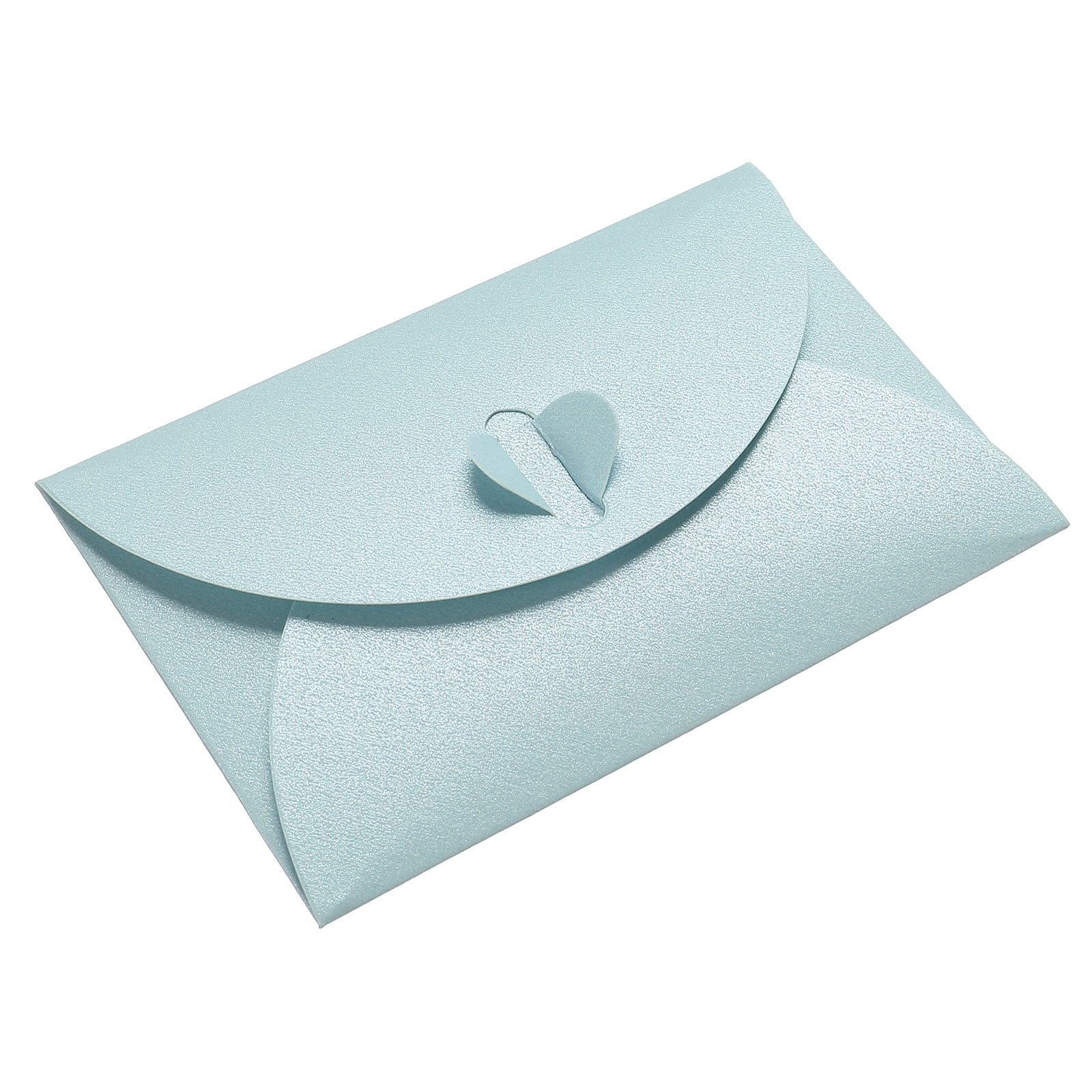 Unique Bargains Heart Clasp Tiny Items Storage Card Holder Mini Envelopes Light Blue