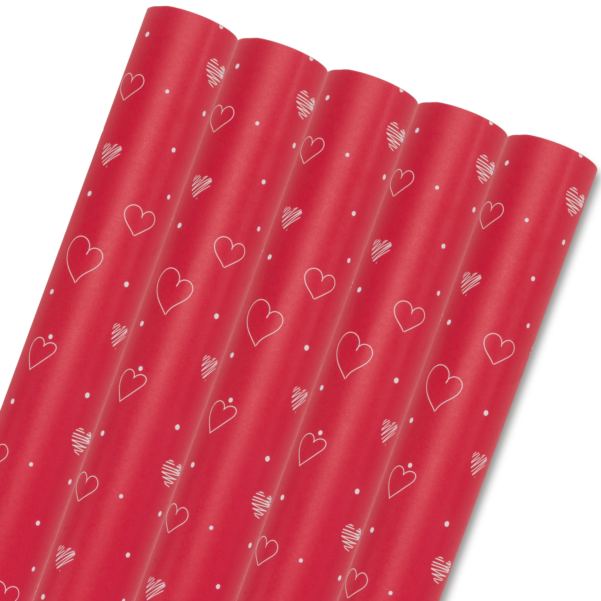 Unique Bargains Heart Gift Wrapping Paper Sheet for Romantic Occasion 5Pcs Red 27.6"x19.7"