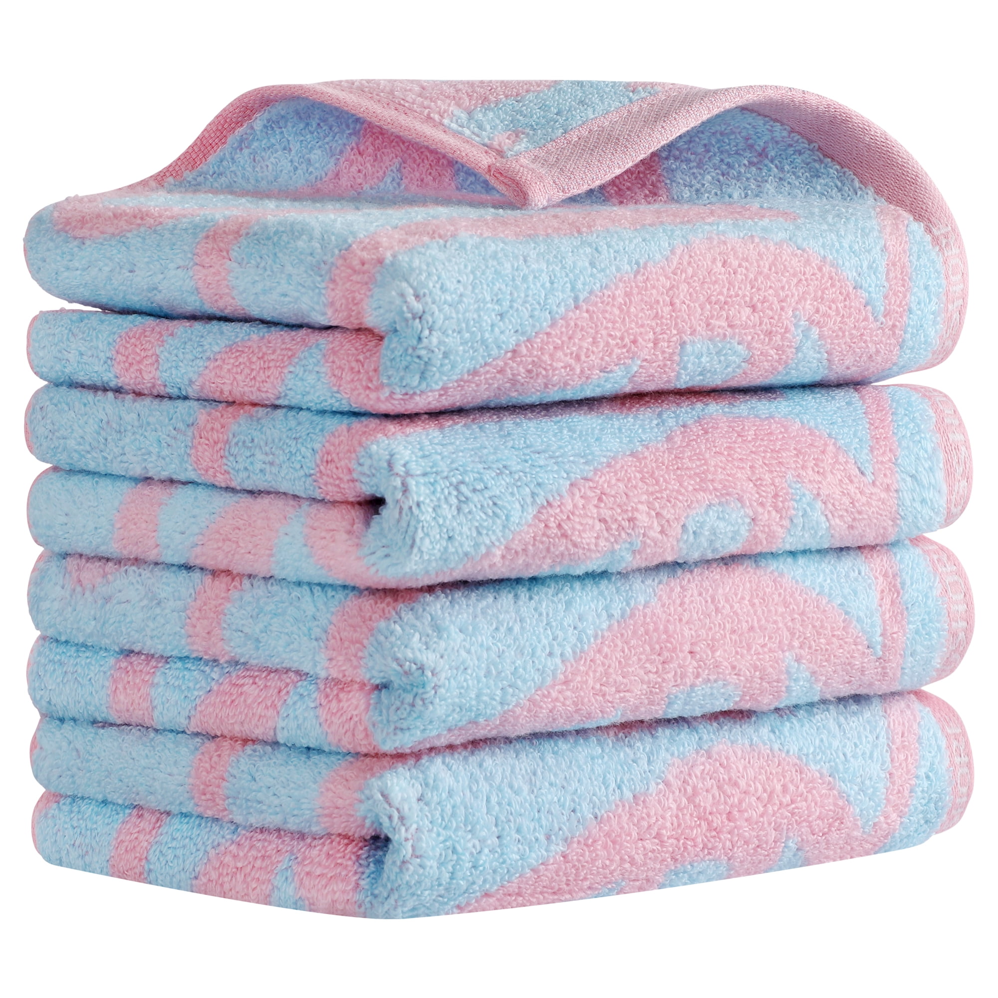 Unique Bargains Heart Love Pattern Hand Towels Pure Cotton Blue 4-Pieces