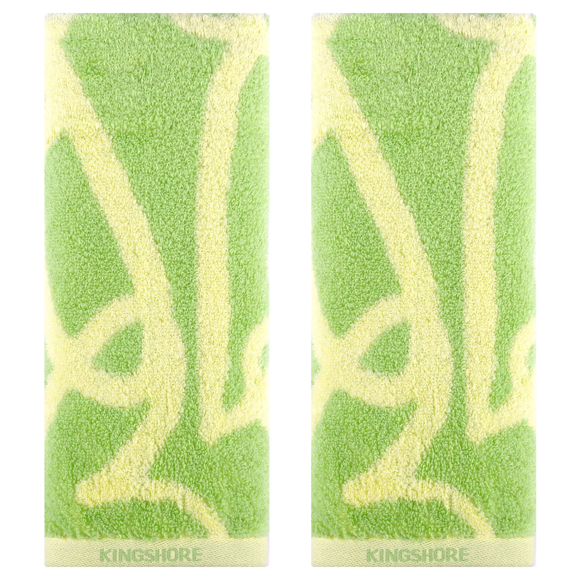Unique Bargains Heart Love Pattern Hand Towels Pure Cotton Green 2-Pieces