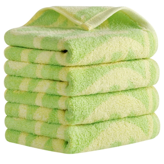 Unique Bargains Heart Love Pattern Hand Towels Pure Cotton Green 4-Pieces