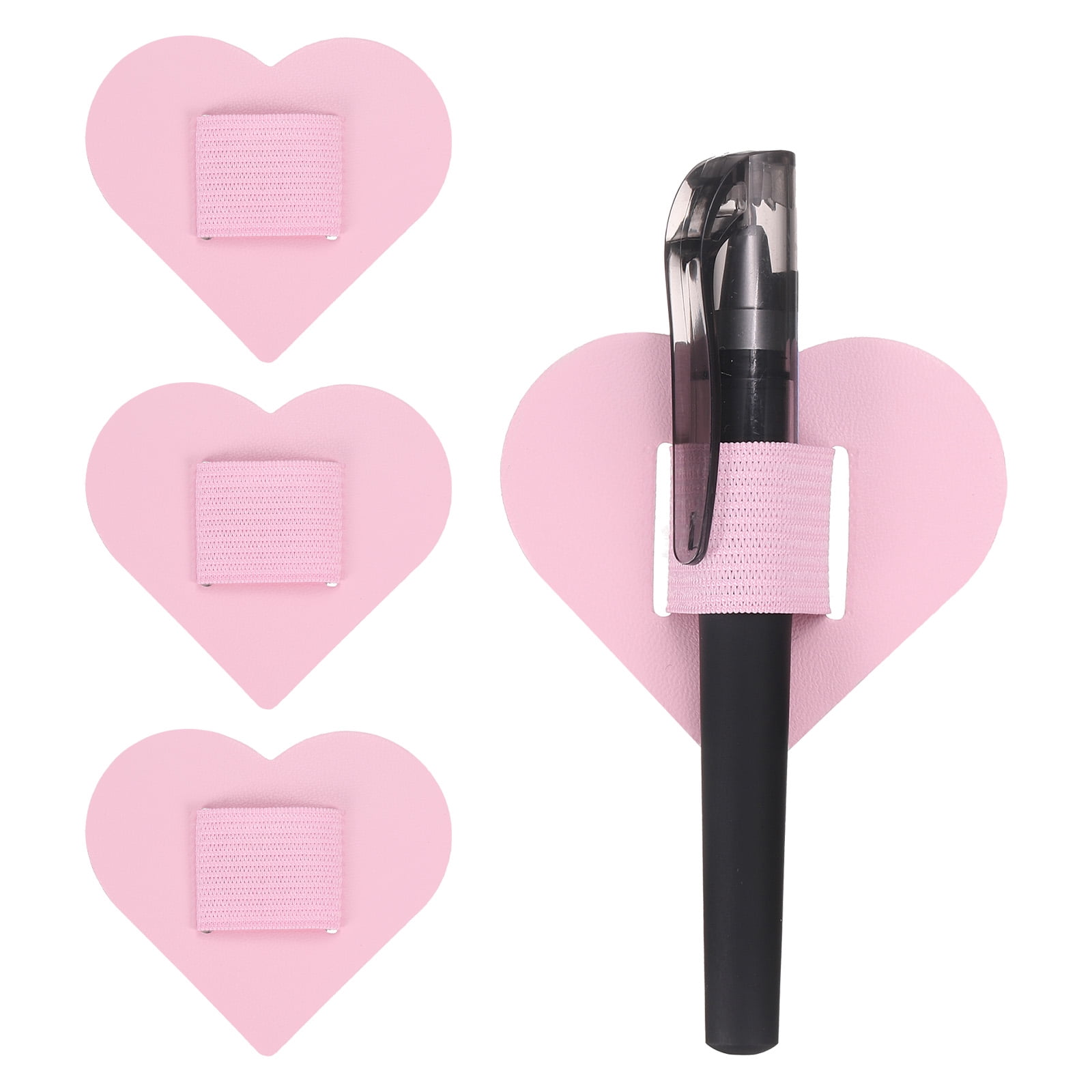Unique Bargains Heart Pen Loop Holder Self Adhesive Pen Holder for Notebooks Pink