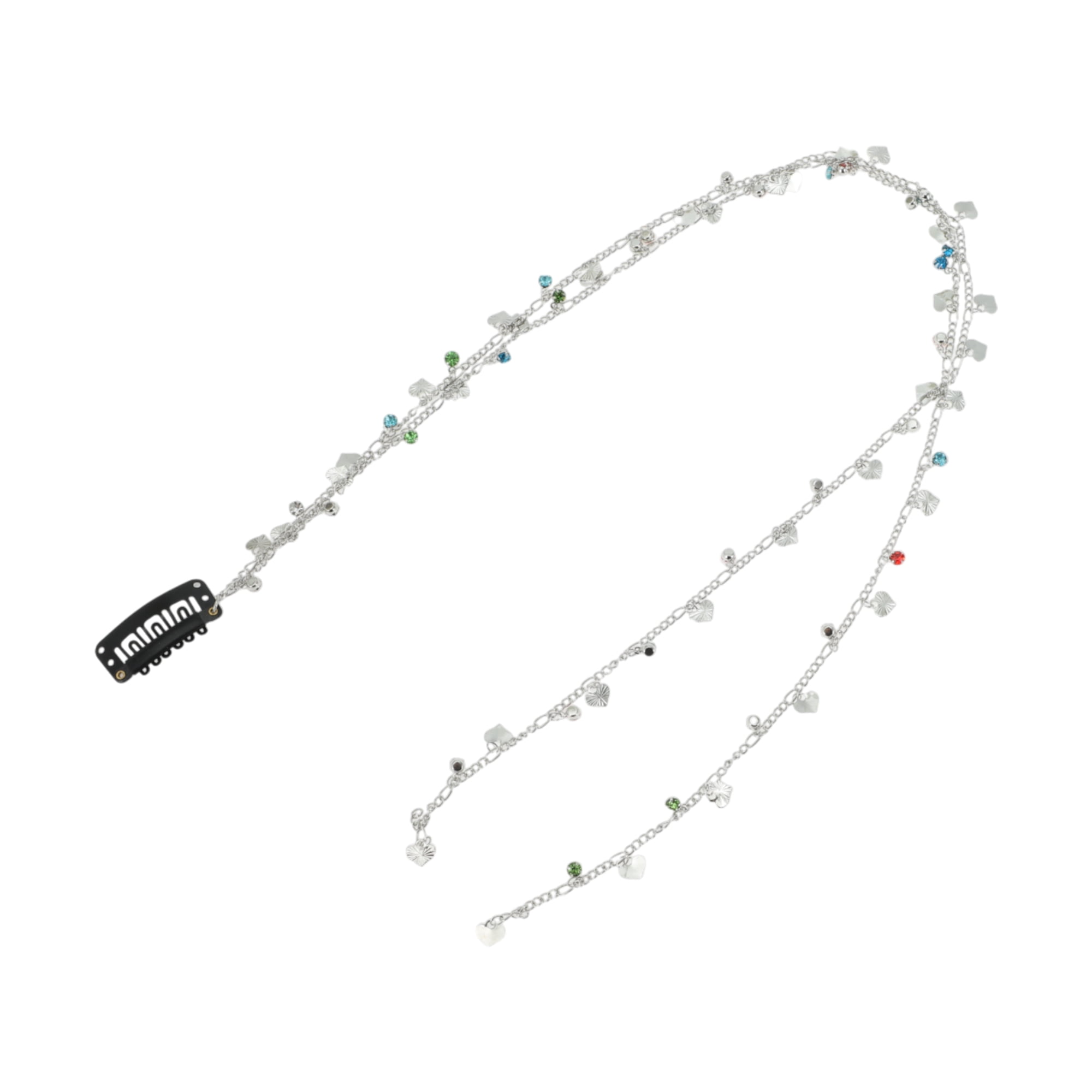 Unique Bargains Heart Rhinestone Braided Hair Chain for Women Silver Tone 1 Pc