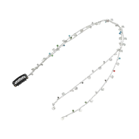 Unique Bargains Heart Rhinestone Braided Hair Chain for Women Silver Tone 1 Pc