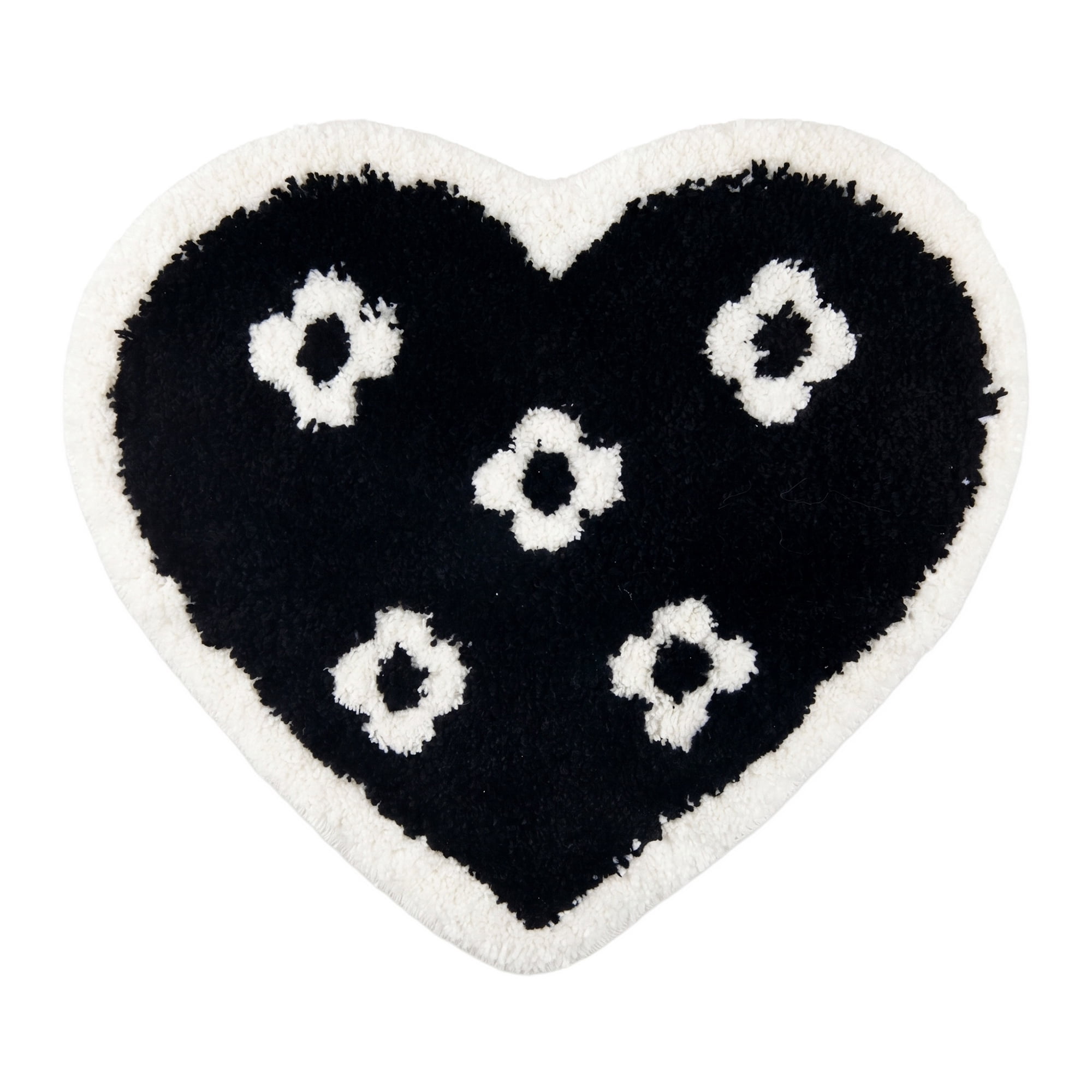 Unique Bargains Small Heart Rug Non-Slip Soft Shaggy Faux Fur Area Rug 19" x 16" Black
