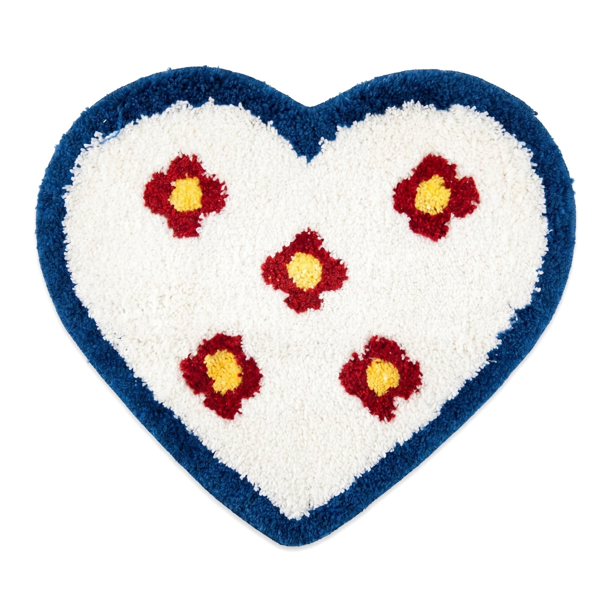 Unique Bargains Small Heart Rug Non-Slip Soft Shaggy Faux Fur Area Rug 19" x 16" Blue Red