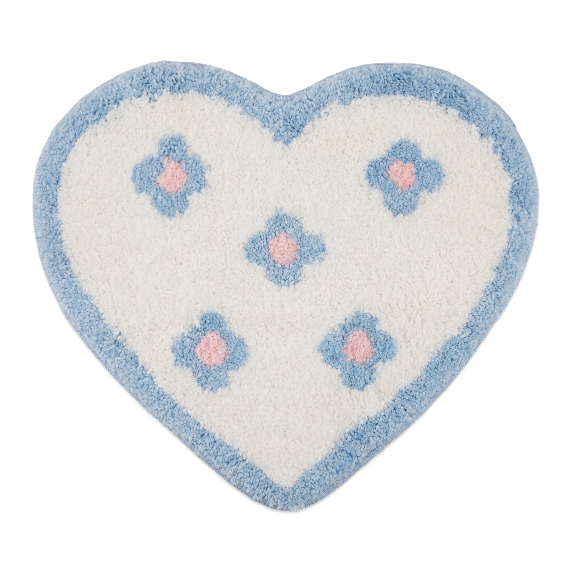 Unique Bargains Small Heart Rug Non-Slip Soft Shaggy Faux Fur Area Rug 19" x 16" Blue