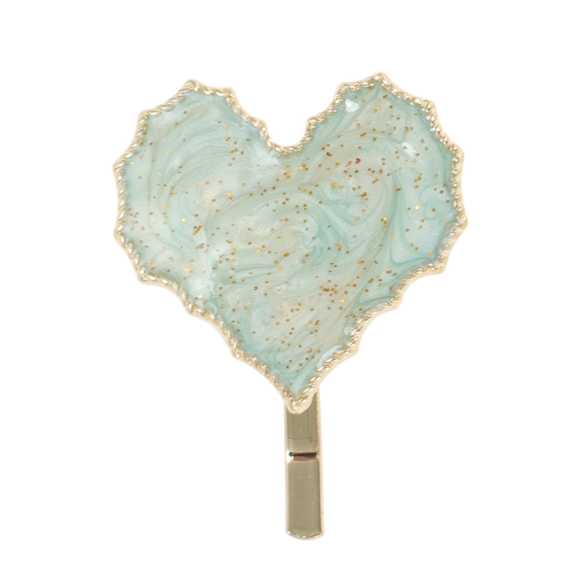 Unique Bargains Heart Shape Ponytail Buckle Hair Clip for Women Light Green